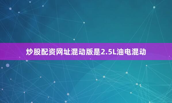 炒股配资网址混动版是2.5L油电混动
