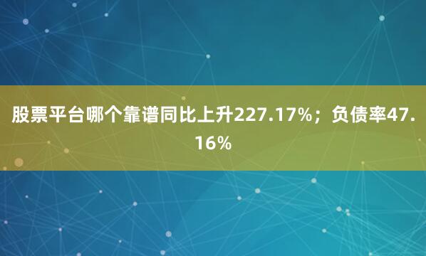 股票平台哪个靠谱同比上升227.17%；负债率47.16%